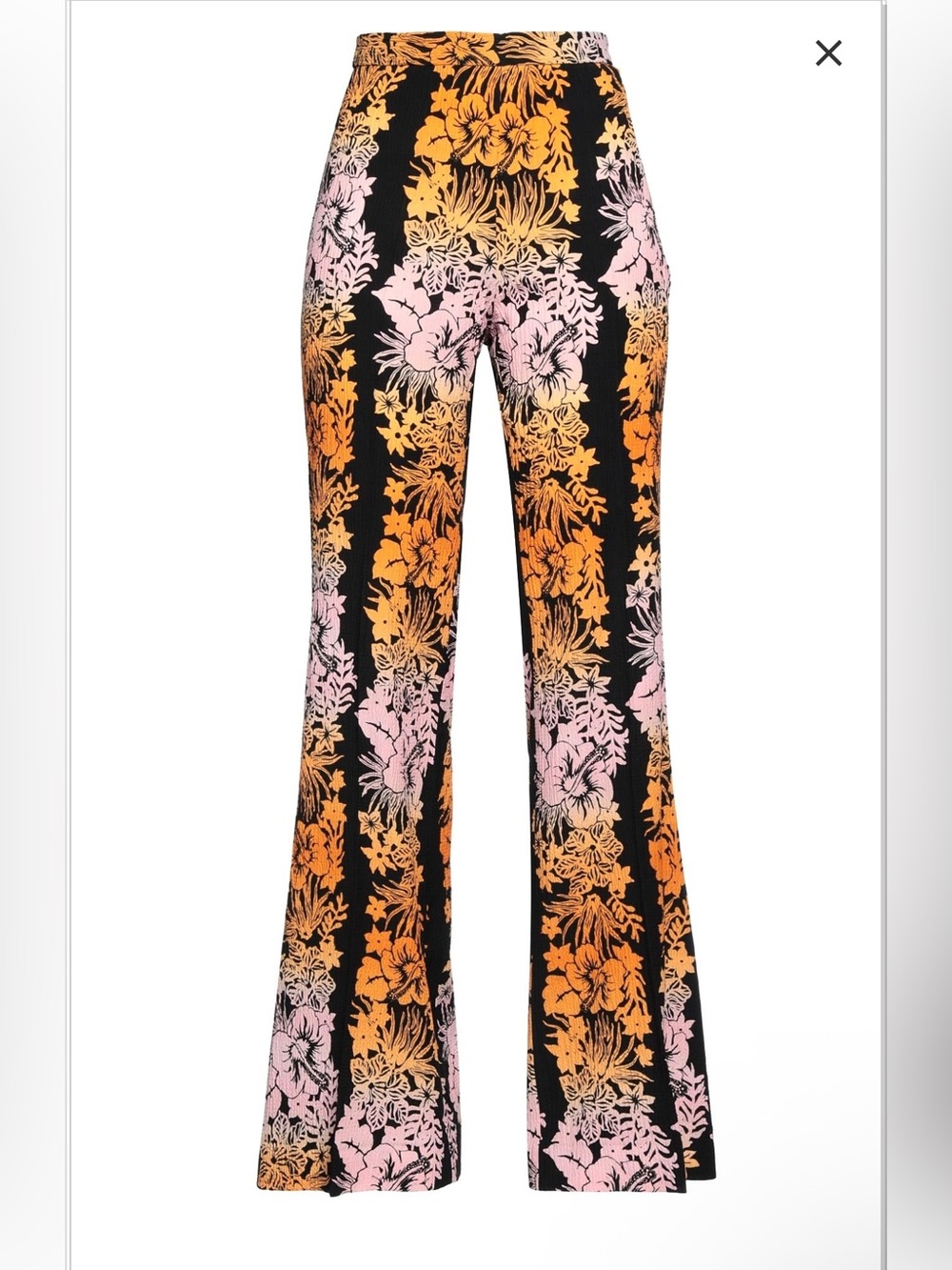 Sandro Black Boot-Cut Pants with Pink & Orange Floral Print size 38 US6